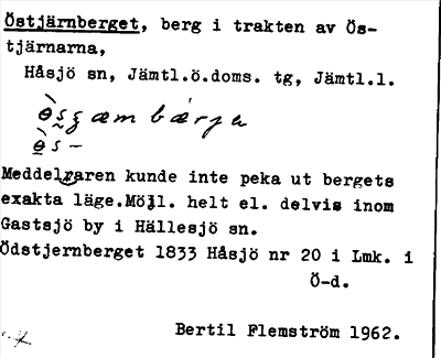Bild på arkivkortet för arkivposten Östjärnberget