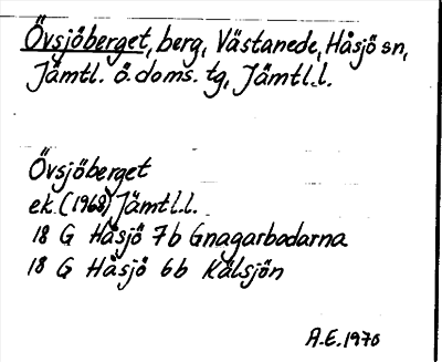 Bild på arkivkortet för arkivposten Övsjöberget