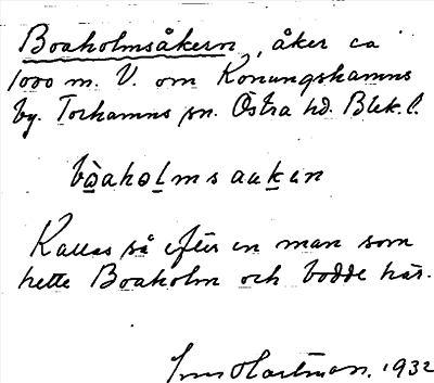 Bild på arkivkortet för arkivposten Boaholmsåkern