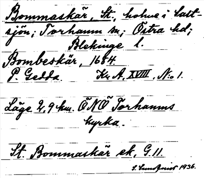 Bild på arkivkortet för arkivposten Bommaskär, St.