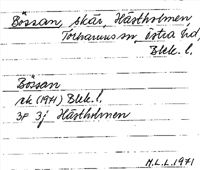 Bild på arkivkortet för arkivposten Bössan