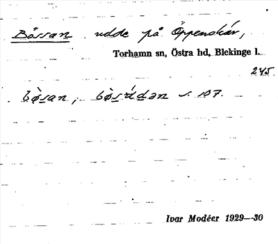 Bild på arkivkortet för arkivposten Bössan