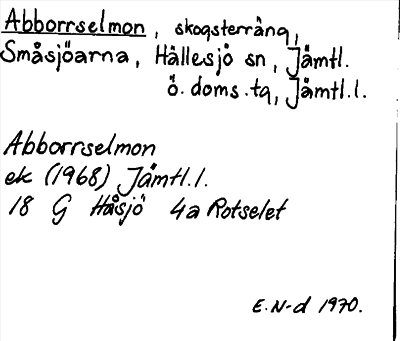 Bild på arkivkortet för arkivposten Abborrselmon
