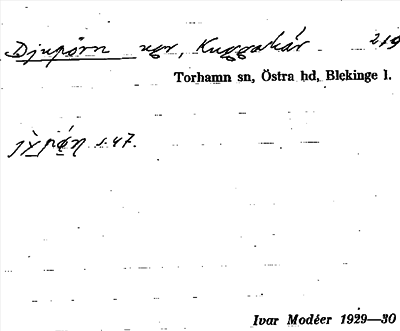 Bild på arkivkortet för arkivposten Djupörn