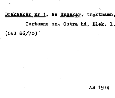 Bild på arkivkortet för arkivposten Drakaskär