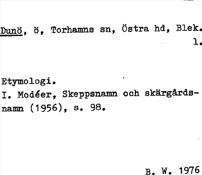 Bild på arkivkortet för arkivposten Dunö