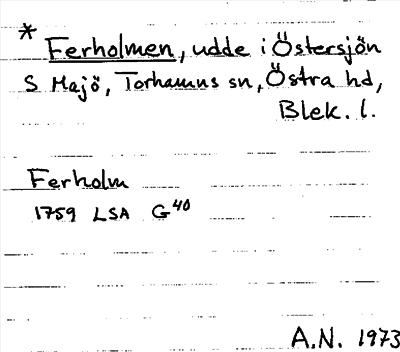 Bild på arkivkortet för arkivposten *Ferholmen