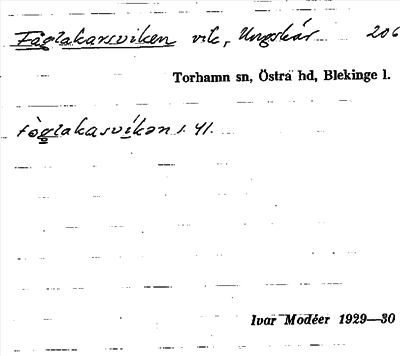 Bild på arkivkortet för arkivposten Fåglakarsviken