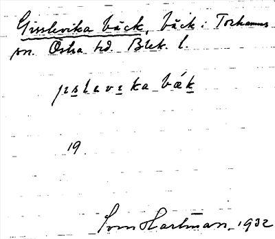 Bild på arkivkortet för arkivposten Gisslevika bäck
