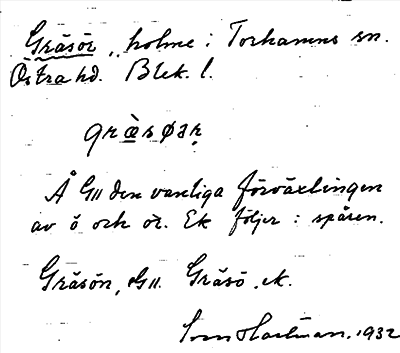 Bild på arkivkortet för arkivposten Gräsör