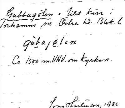 Bild på arkivkortet för arkivposten Gubbagölen