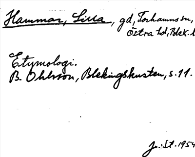 Bild på arkivkortet för arkivposten Hammar, Lilla