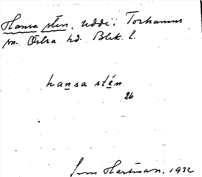 Bild på arkivkortet för arkivposten Hansa sten