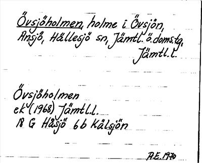 Bild på arkivkortet för arkivposten Övsjöholmen
