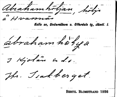 Bild på arkivkortet för arkivposten Abrahamhöljan