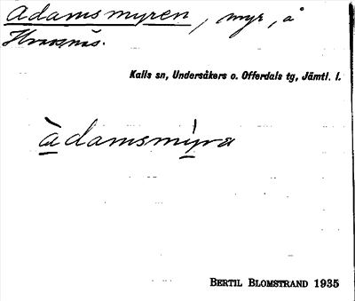 Bild på arkivkortet för arkivposten Adamsmyren