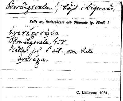 Bild på arkivkortet för arkivposten Överängsvalen