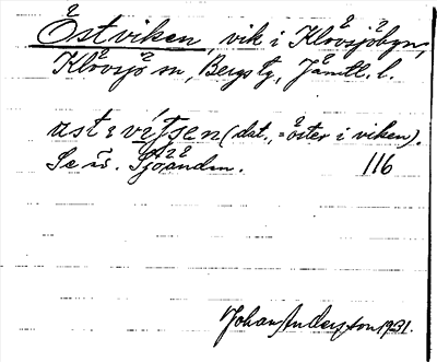 Bild på arkivkortet för arkivposten Östviken