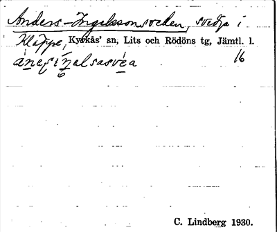 Bild på arkivkortet för arkivposten Anders-Ingelssonsveden