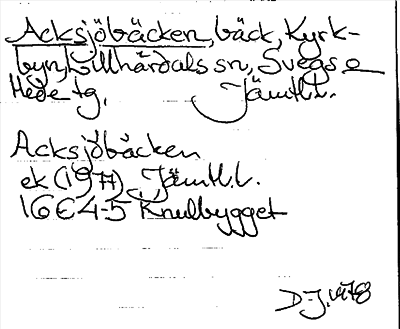 Bild på arkivkortet för arkivposten Acksjöbäcken