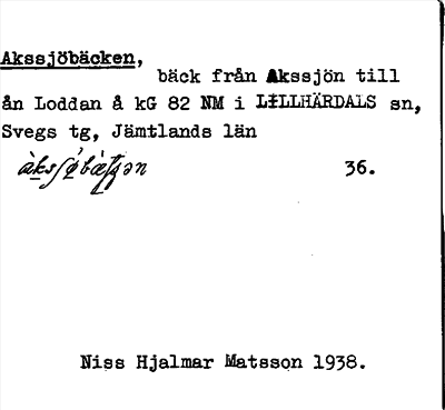 Bild på arkivkortet för arkivposten Akssjöbäcken
