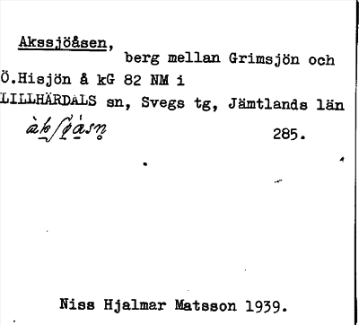 Bild på arkivkortet för arkivposten Akssjöåsen