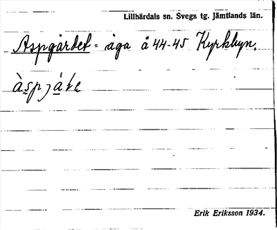 Bild på arkivkortet för arkivposten Aspgärdet