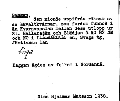 Bild på arkivkortet för arkivposten Baggan