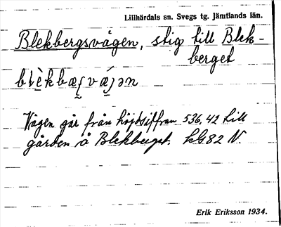 Bild på arkivkortet för arkivposten Blekbergsvägen