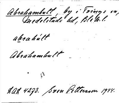 Bild på arkivkortet för arkivposten Abrahamhult