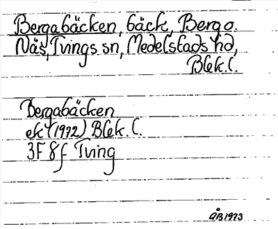 Bild på arkivkortet för arkivposten Bergabäcken