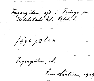 Bild på arkivkortet för arkivposten Fagergölen