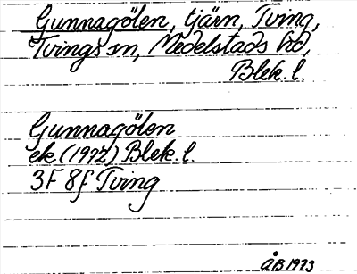 Bild på arkivkortet för arkivposten Gunnagölen