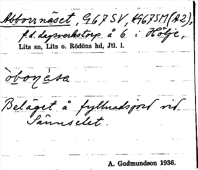 Bild på arkivkortet för arkivposten Abborrnäset