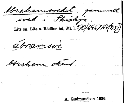 Bild på arkivkortet för arkivposten Abrahamsvedet