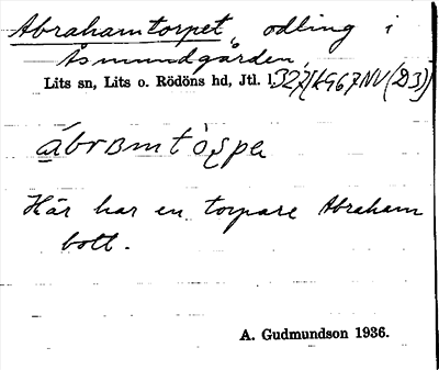 Bild på arkivkortet för arkivposten Abrahamtorpet