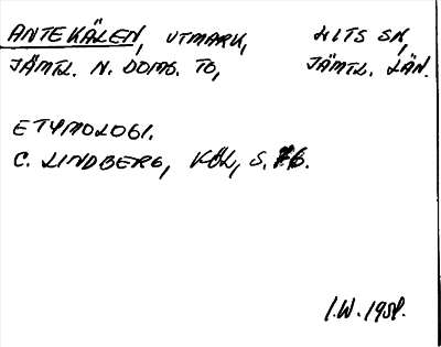 Bild på arkivkortet för arkivposten Antekälen