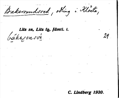 Bild på arkivkortet för arkivposten Bakersundsved