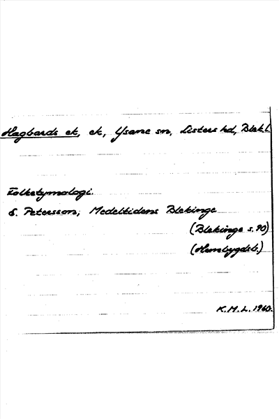 Bild på arkivkortet för arkivposten Hagbards ek