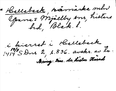 Bild på arkivkortet för arkivposten *Hellebeck