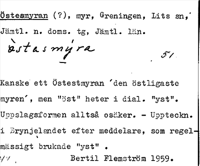 Bild på arkivkortet för arkivposten Östesmyran(?)