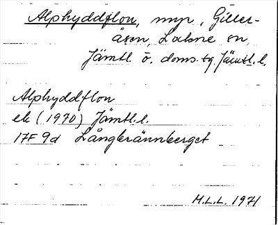 Bild på arkivkortet för arkivposten Alphyddflon