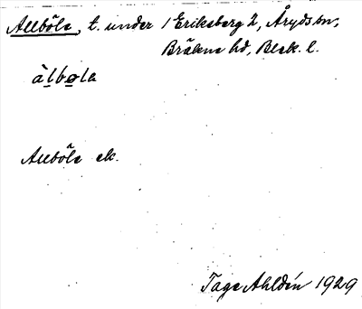 Bild på arkivkortet för arkivposten Allböle