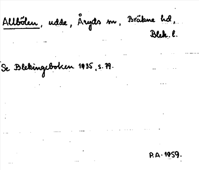 Bild på arkivkortet för arkivposten Allbölen