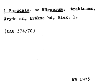 Bild på arkivkortet för arkivposten Bergdala, se Märserum