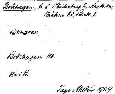 Bild på arkivkortet för arkivposten Bokhagen