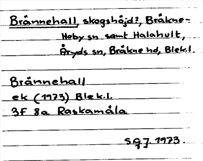 Bild på arkivkortet för arkivposten Brännehall