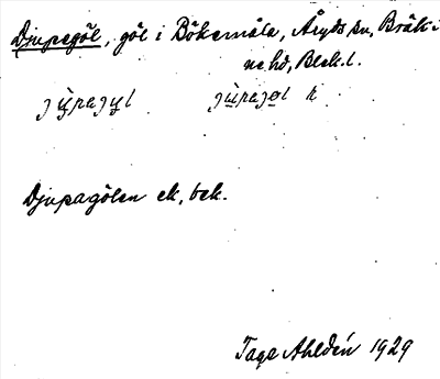 Bild på arkivkortet för arkivposten Djupegöl