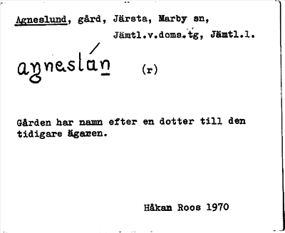 Bild på arkivkortet för arkivposten Agneslund