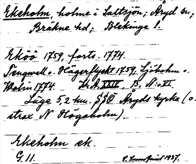 Bild på arkivkortet för arkivposten Ekeholm